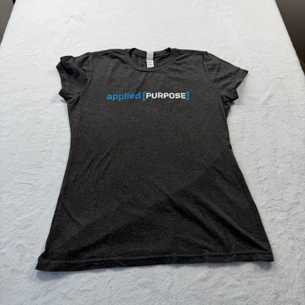 District Applied Material Graphic Tee Women Large Charcoal Good Fitted Short Slv